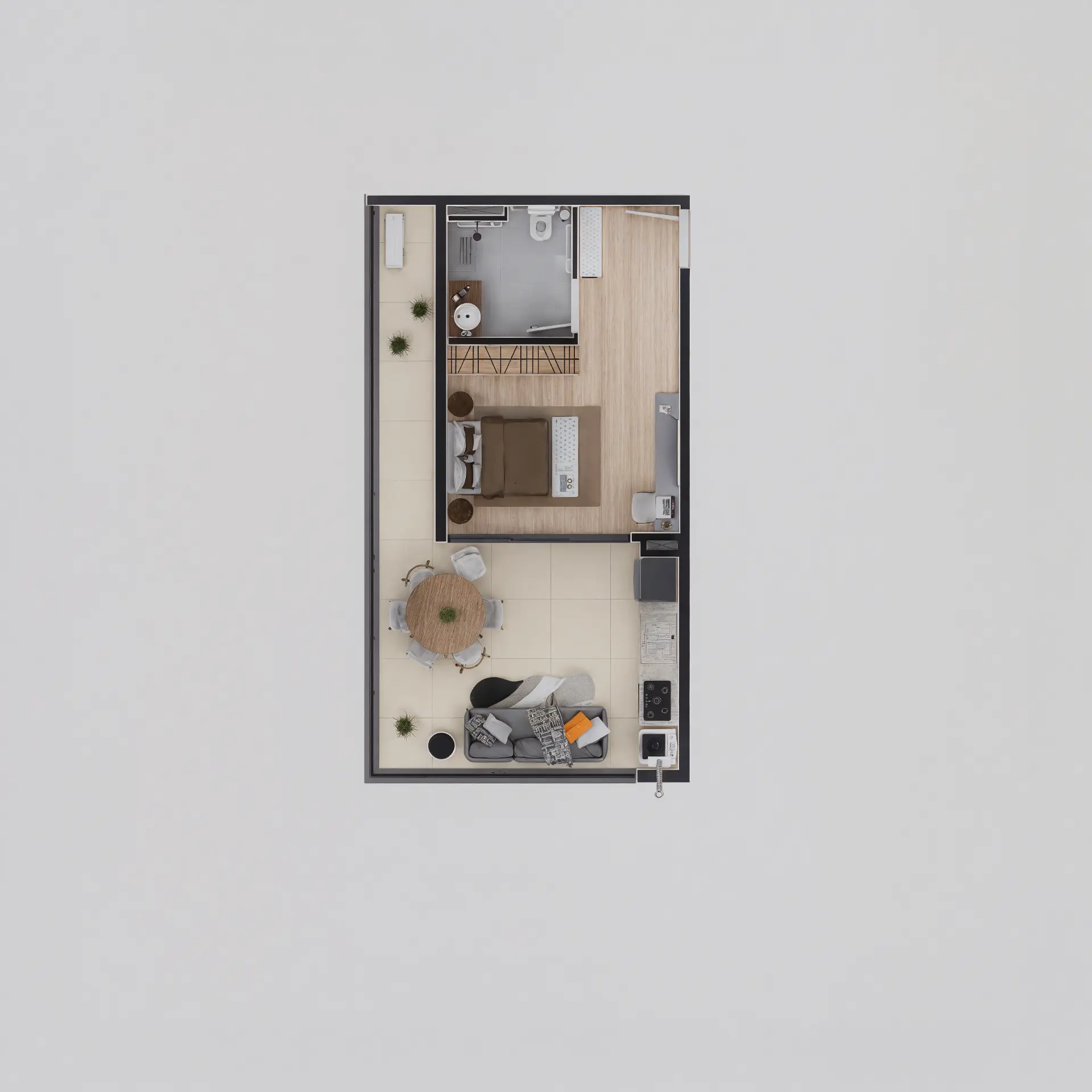Planta do studio — Final 1 · Acessível (PCD)